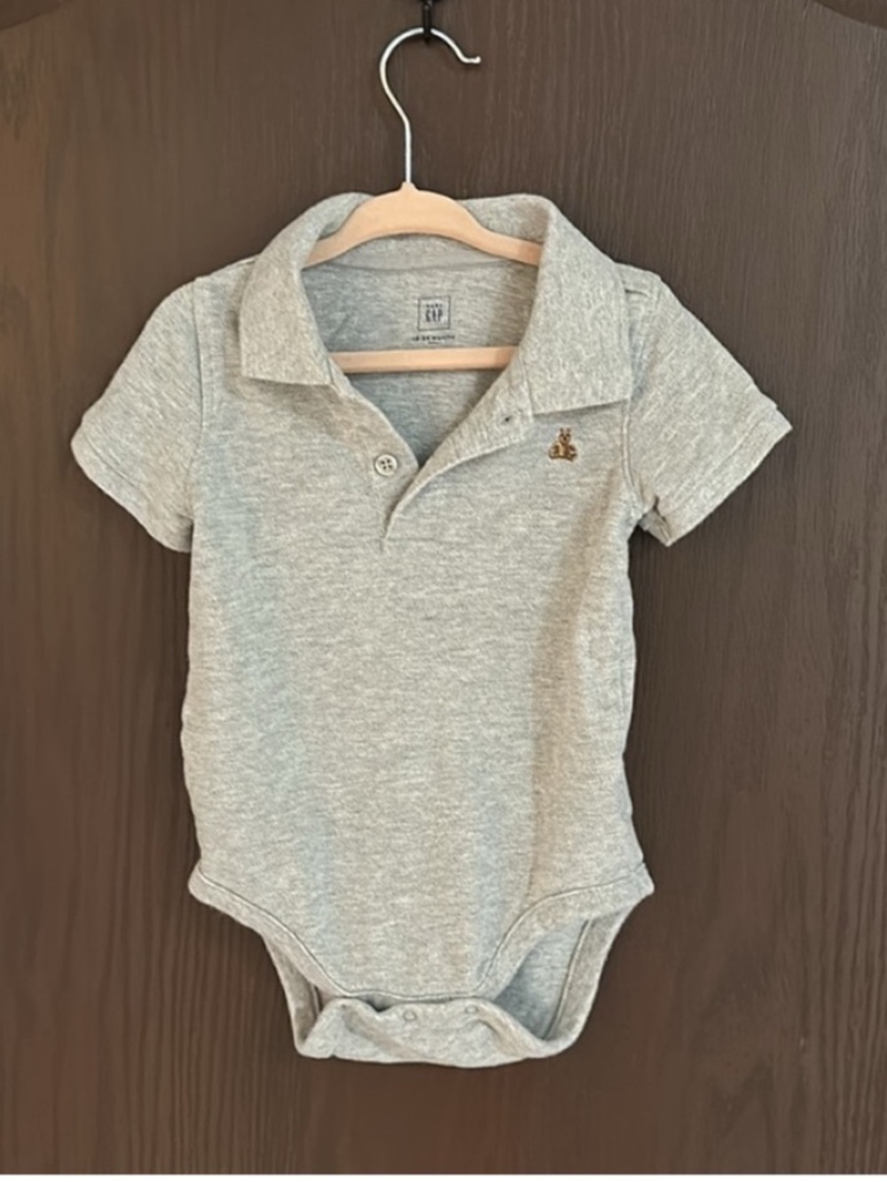 GAP Baby Polo Bodysuit 18-24M Gray Short Sleeve Collared Onesie